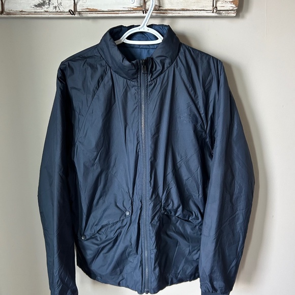 Men's The North Face Full Zipper Reversible Jacket Navy Blue - Size Medium - Picture 1 of 4